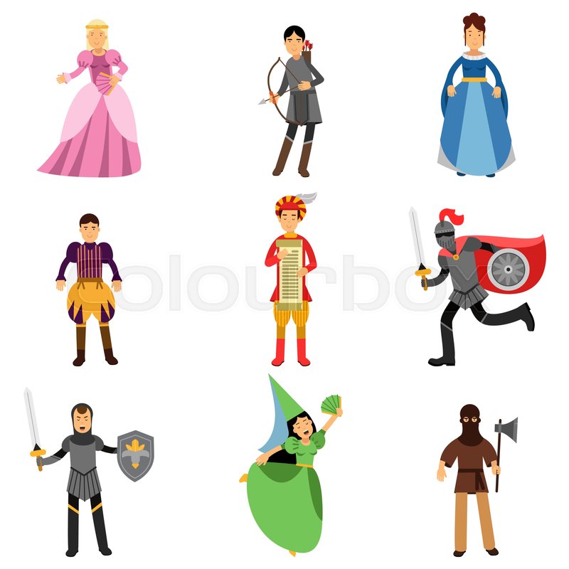 800x800 Medieval Characters Set, People In The Historical Costumes