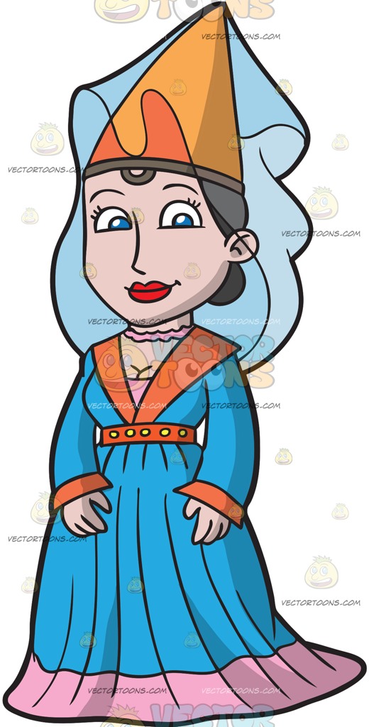 520x1024 A Chic Medieval Woman Cartoon Clipart Vector Toons