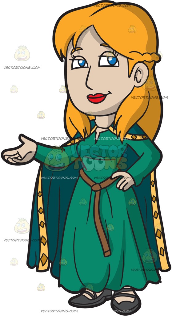 559x1024 A Friendly Medieval Woman Cartoon Clipart Vector Toons