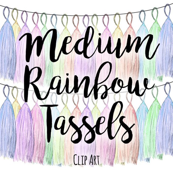 570x570 Medium Pastel Rainbow Tassels Clipart, Custom Invitations Clip Art