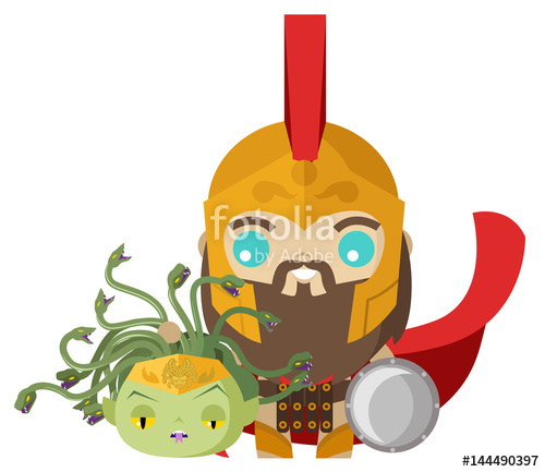 500x433 Warrior Perseus Cute Holding Medusa Gorgon Head Stock Image