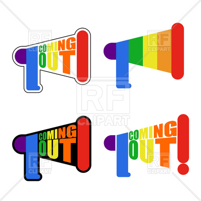 400x400 Coming Out Lgbt Sign Message. Rainbow Megaphone Icon. Royalty Free
