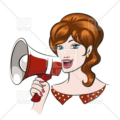 400x400 Beautiful Woman With Megaphone In Pin Up Style. Royalty Free