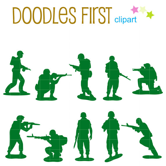 570x570 Little Army Men Silhouette Digital Clip Art For Scrapbooking