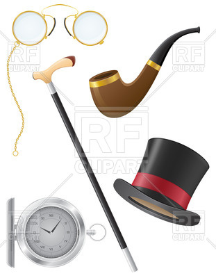 311x400 Retro Men's Accessories Of 19th Century Royalty Free Vector Clip