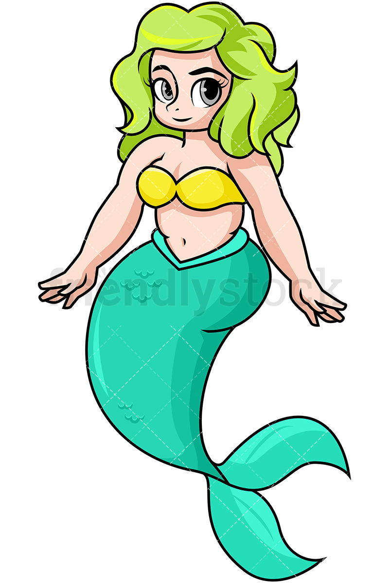 800x1200 Chubby Mermaid Cartoon Vector Clipart