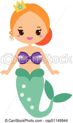 281x470 Cute Mermaid. Cartoon Character, Kawaii Style. Vector Eps