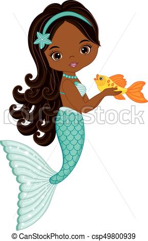 289x470 Vector Cute Little Mermaid With Fish. Vector African Vectors
