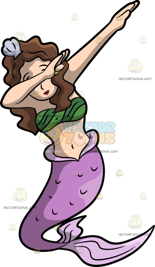 597x1024 A Dabbing Mermaid Cartoon Clipart Vector Toons