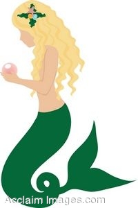 200x300 Clip Art Of A Mermaid Holding A Pink Pearl