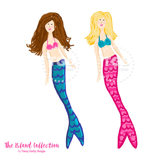 570x570 Preppy Mermaids Clip Art, Mermaid Clip Art