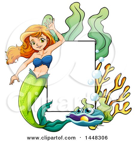 450x470 Clipart Of A Happy Mermaid Frame
