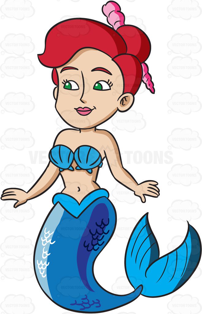 659x1024 A Pretty Mermaid With Sea Blue Tail Cartoon Clipart Vector Toons