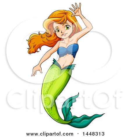 450x470 Clipart Of A Waving Mermaid