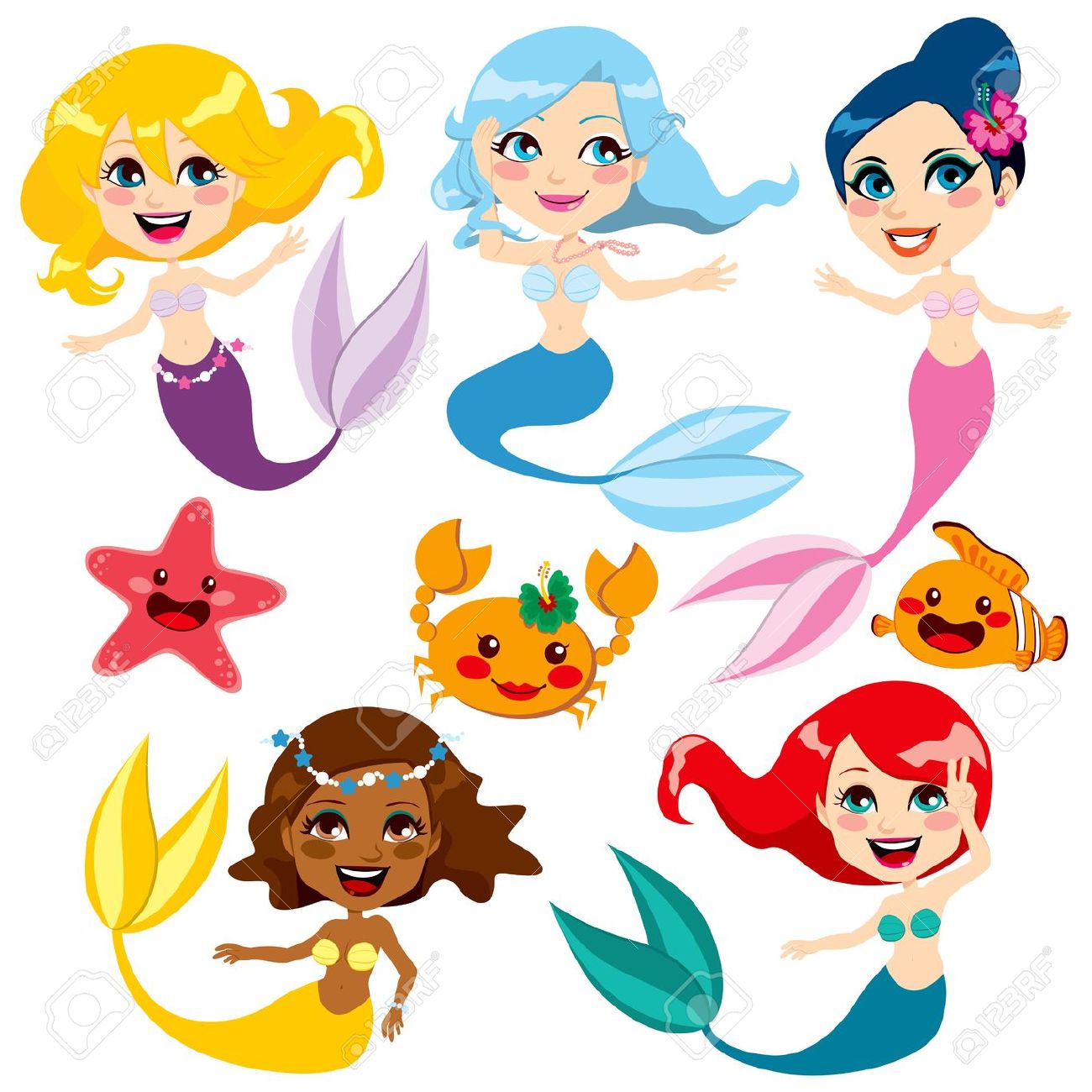 1300x1300 Clip Art Cute Mermaid Clip Art