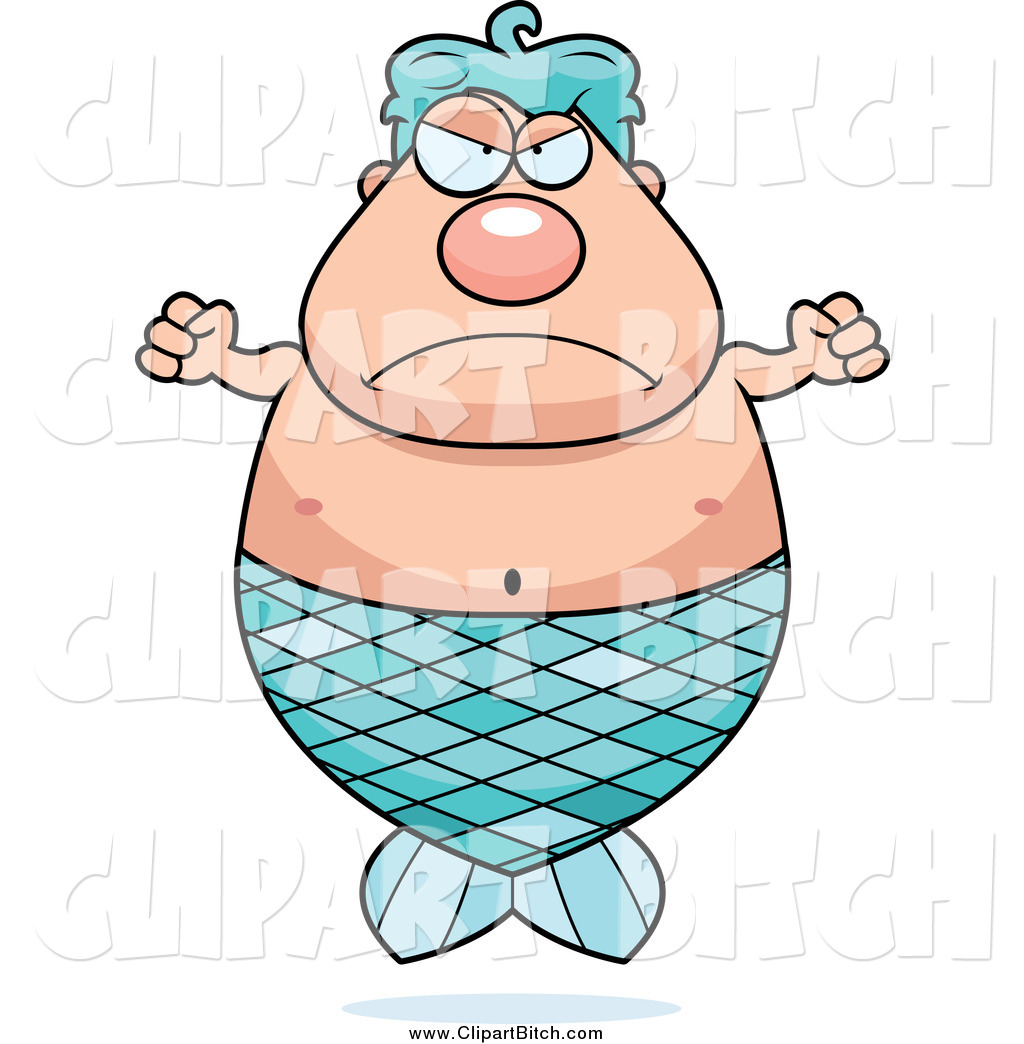 1024x1044 Clip Vector Cartoon Art Of A Mad Plump Merman Holding Up Fists By