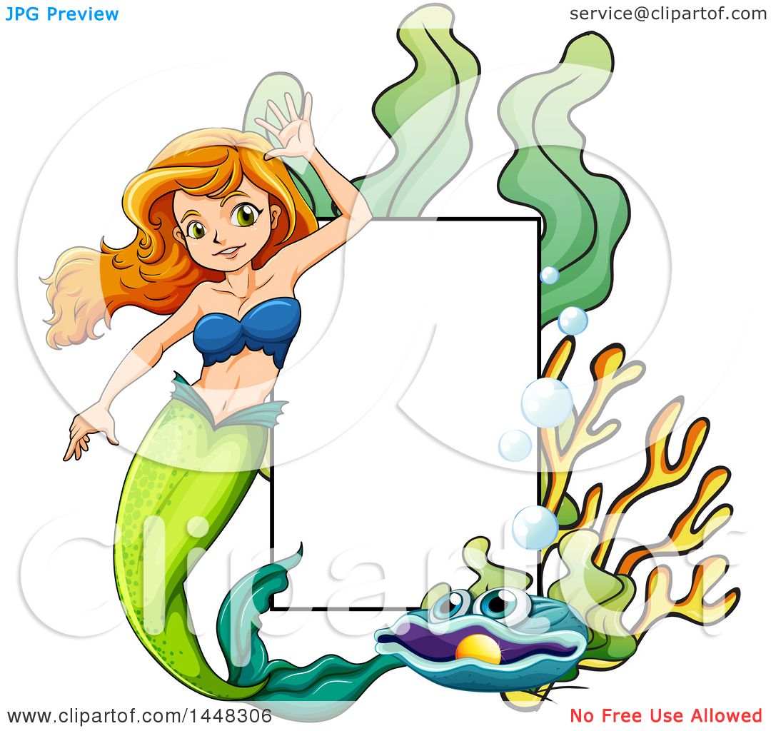 1080x1024 Clipart Of A Happy Mermaid Frame