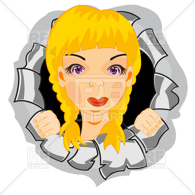 400x400 Making Look Younger Girl Peers Out Hole In Metal Royalty Free