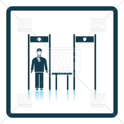 400x400 Stadium Metal Detector Frame With Inspecting Fan Icon Royalty Free