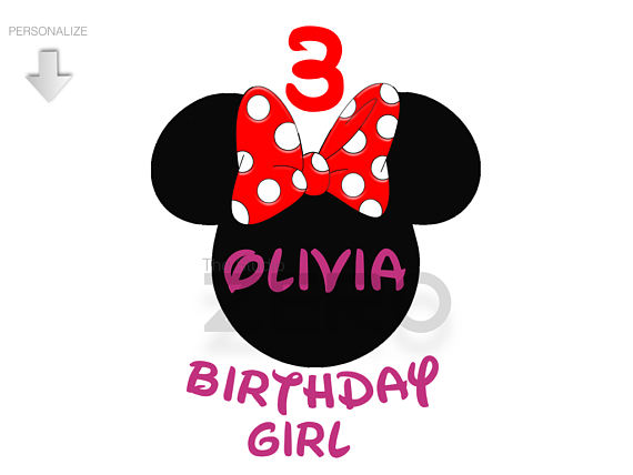 570x428 Disney Minnie Clipart, Personalize, Birthday Girl Clipart