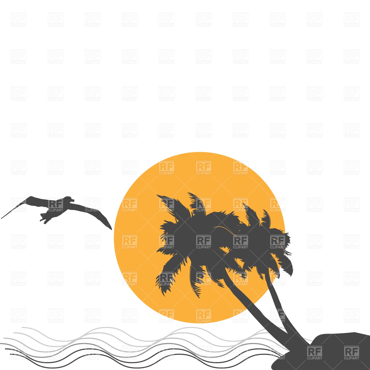 1200x1200 Sea Beach With Palms Royalty Free Vector Clip Art Image