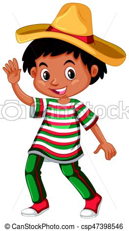 264x470 Mexican Boy In Traditional Outfit Illustration Eps Vector