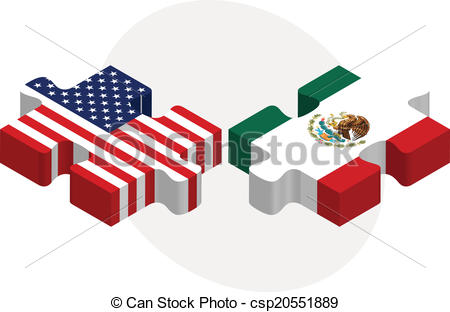 450x312 Vector Illustration Of Usa And Mexico Flags In Puzzle Vector