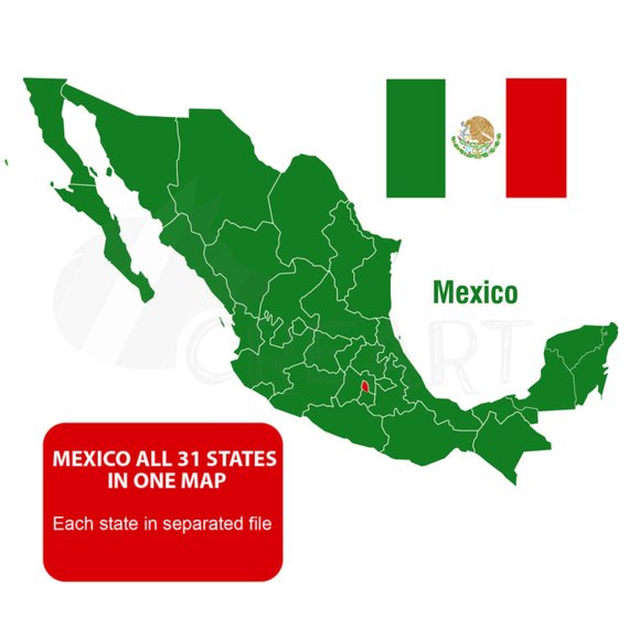 570x570 Mexico Amp States Vector Maps Wall Decor Clip Art For Print