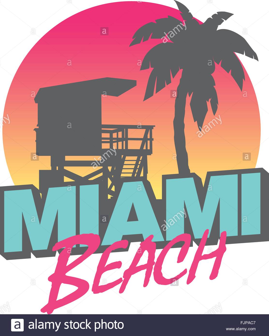 1113x1390 Colorful Symbol Of Miami Beach With The Famous House And Palm Tree