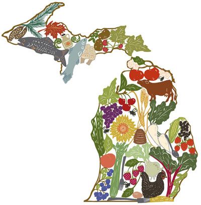 400x407 Michigan Map, Thick Outline Clip Art