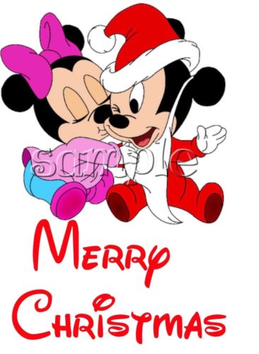 366x500 Iron On Transfer Merry Christmas Baby Mickey Mouse And Minnie