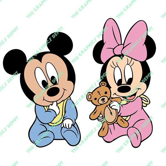 570x570 Baby Mickey Mouse, Baby Minnie Mouse Svg, Dxf, Png, Eps Files