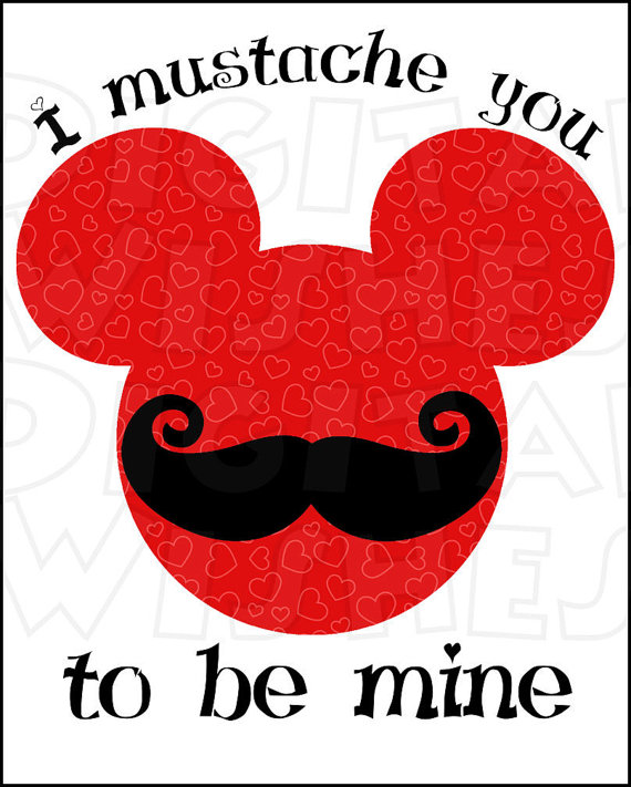 570x711 Valentine's Day Mustache Mickey Mouse Head Ears Red
