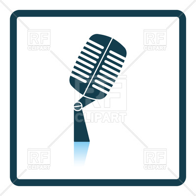 400x400 Old Microphone Icon With Square Frame Royalty Free Vector Clip Art