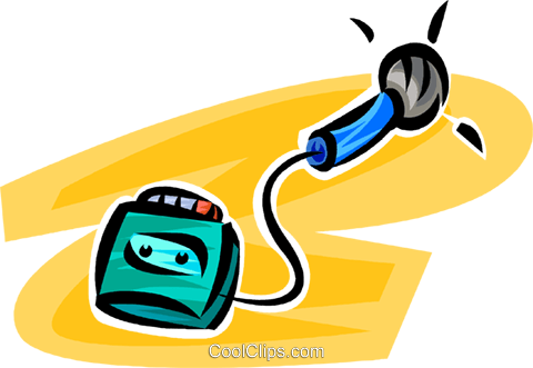 480x331 Microphone And Tape Recorder Royalty Free Vector Clip Art