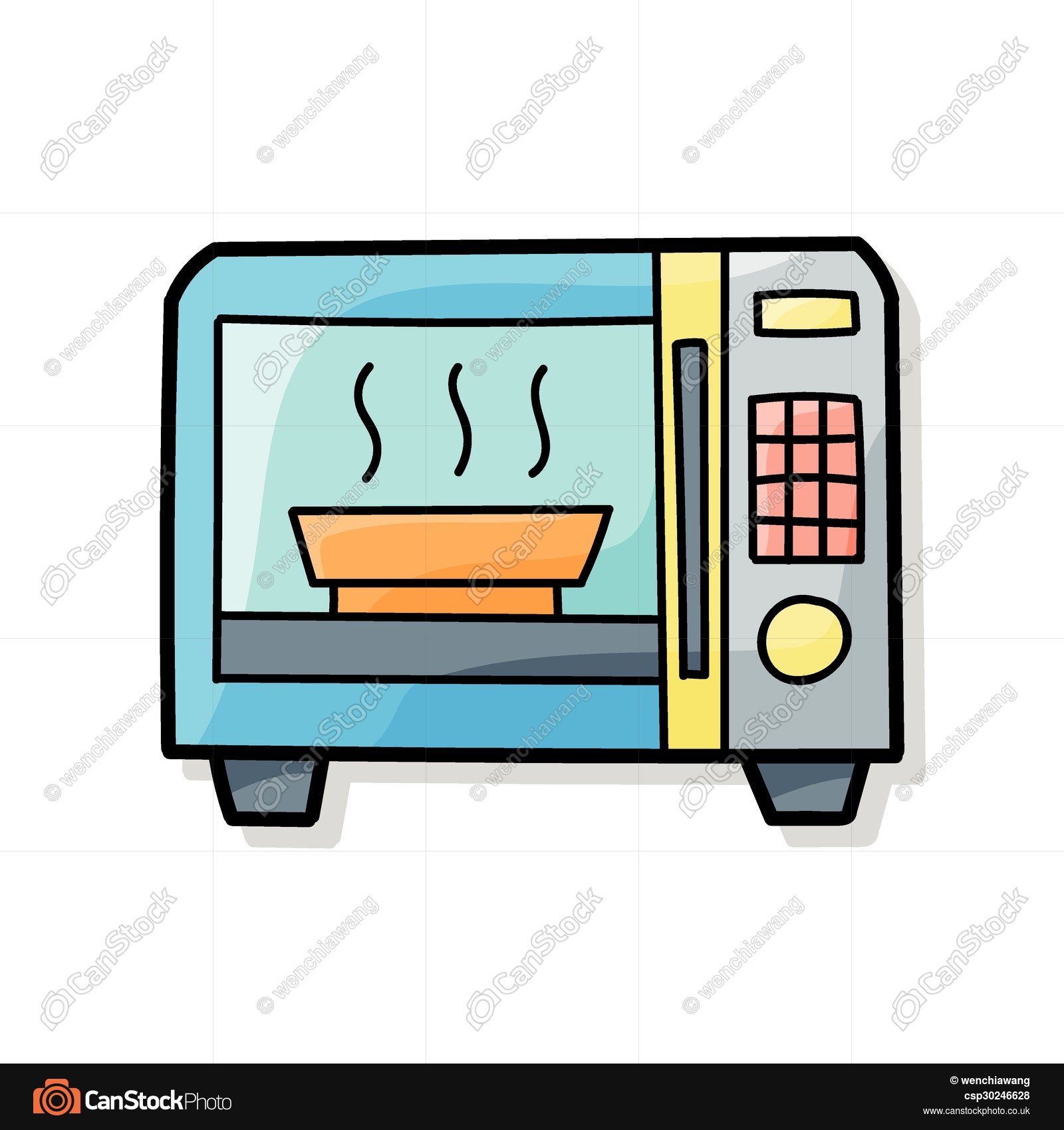 1600x1700 Microwave Doodle Vector Illustration