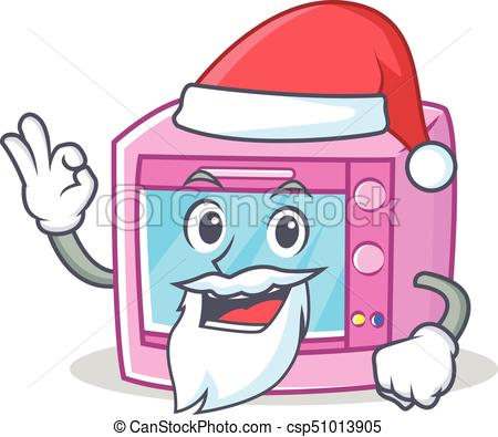 450x395 Santa Oven Microwave Character Cartoon Vector Illustration Vector
