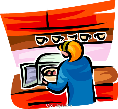 480x445 Woman Cooking In The Microwave Royalty Free Vector Clip Art