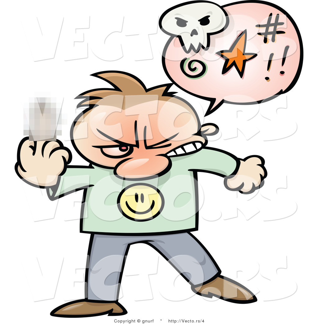 1024x1044 Vector Of A Mad Cartoon Man Displaying Middle Finger While Cursing
