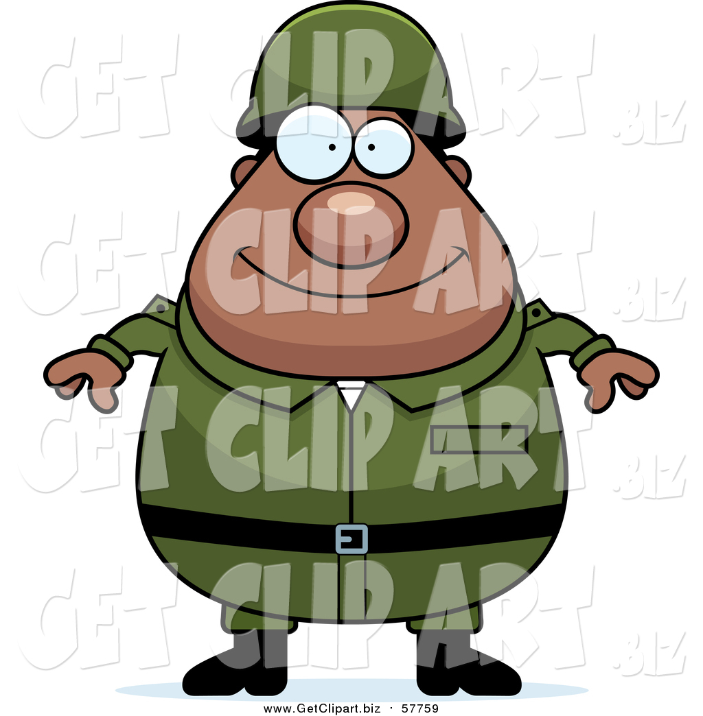 1024x1044 Clip Art Of A Happy Plump Black Army Man By Cory Thoman