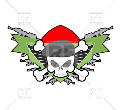 400x363 Military Emblem With Skull In Beret And Weapons Royalty Free