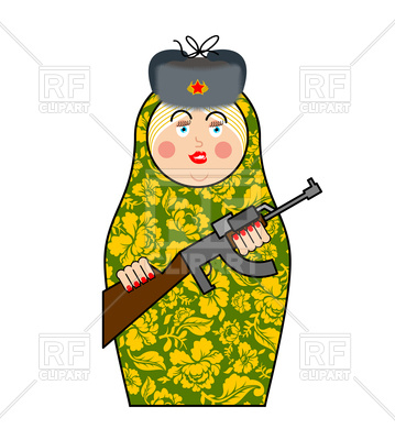 359x400 Military Matrioshka With Gun Royalty Free Vector Clip Art Image