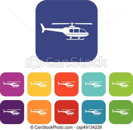 450x441 Military Helicopter Icons Set Vector Illustration In Flat