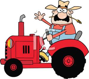 300x266 Royalty Free Clipart Image A Farmer On A Tracter
