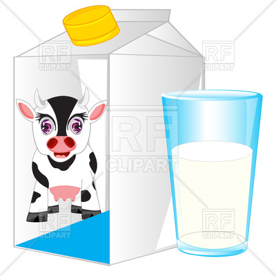 400x399 Carton And Glass With Milk On White Background Royalty Free Vector