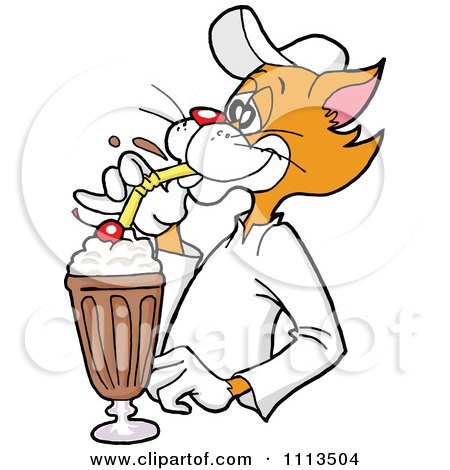 450x470 Clipart Ginger Cat Drinking A Chocolate Milkshake