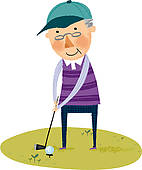 142x170 Senior Golfer Clipart