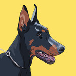 150x150 Sitting Miniature Pinscher Royalty Free Vector Clip Art Image