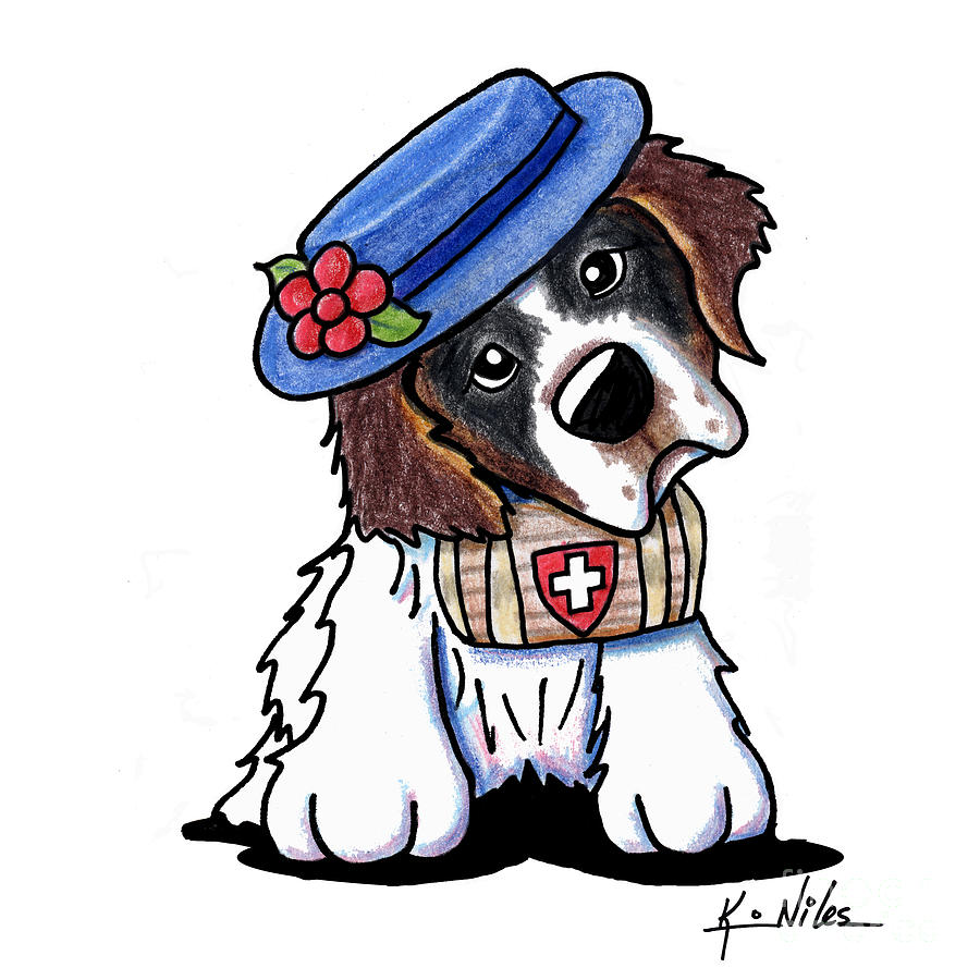 900x900 St. Bernard Drawing By Kim Niles