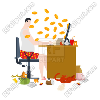 400x400 Home Mining Bitcoin Concept Royalty Free Vector Clip Art Image